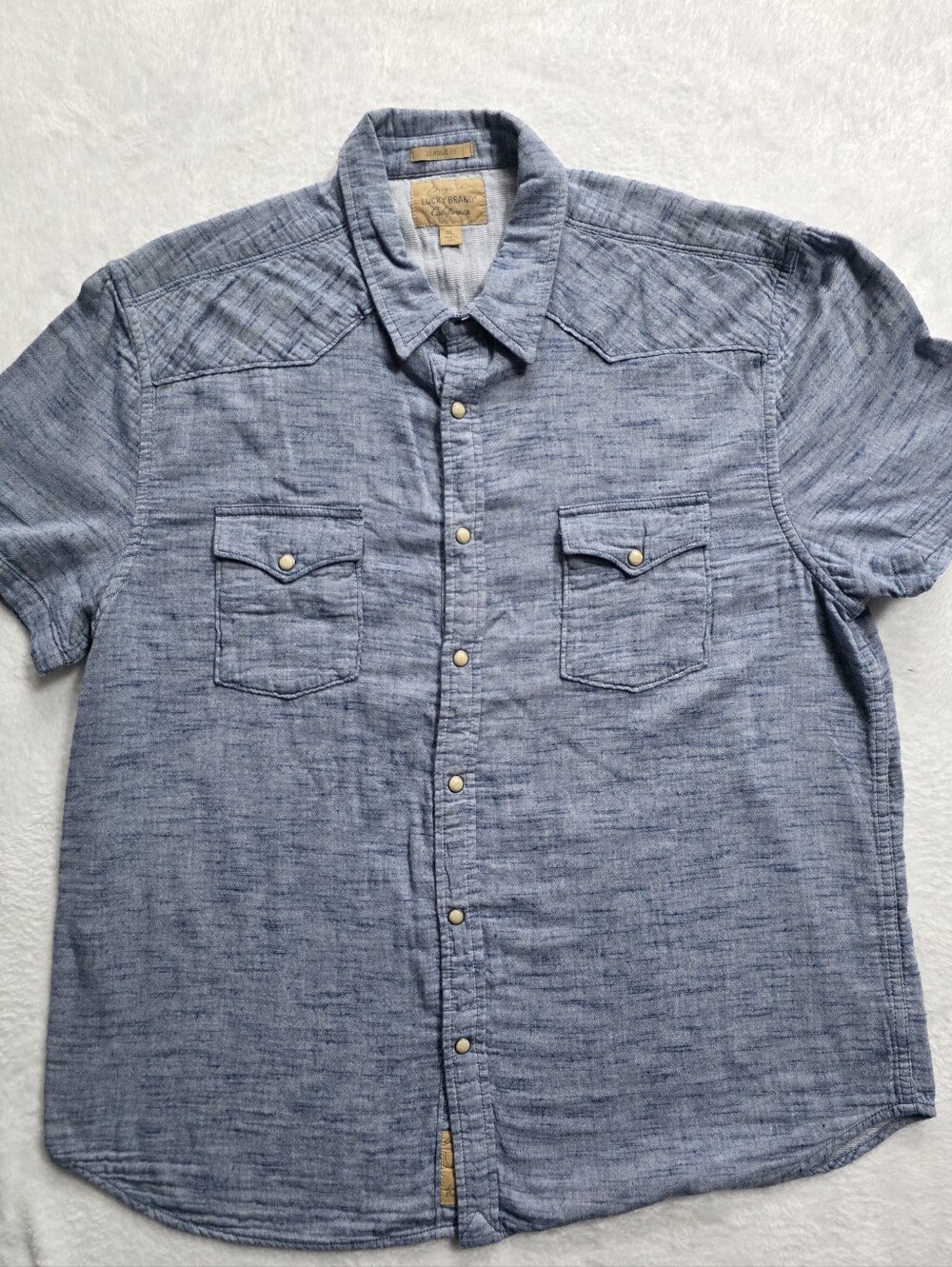 Lucky Brand California Men's XL Blue Western Shirt 100% Cotton